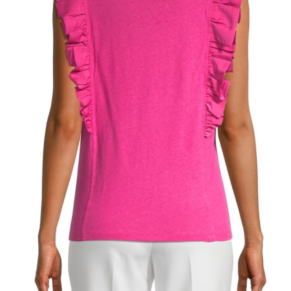 Bcbg Maxazria  SLEEVELESS RUFFLE TOP - Picture 2 of 6